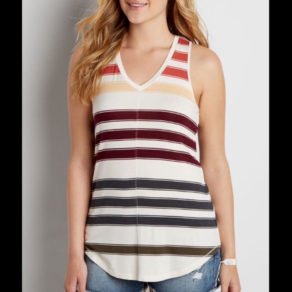 Maurices | 24/7 V-Neck Tank W/ Multi Color Stripes